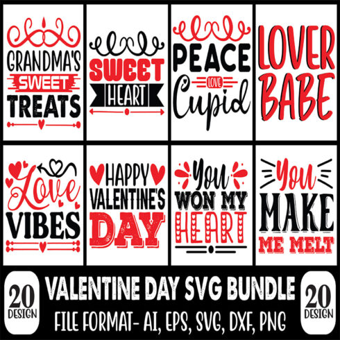 20 Valentine Day SVG Design Bundle main cover
