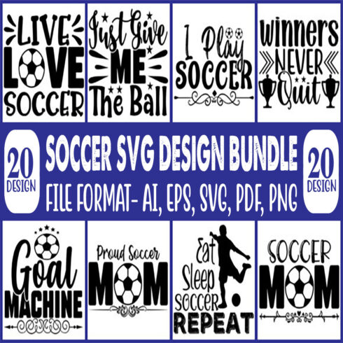 20 Soccer SVG Design Bundle main cover
