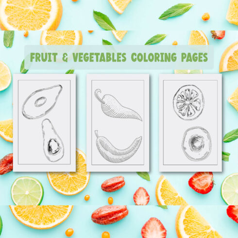 KDP Fruit & Vegetables Coloring Page main cover