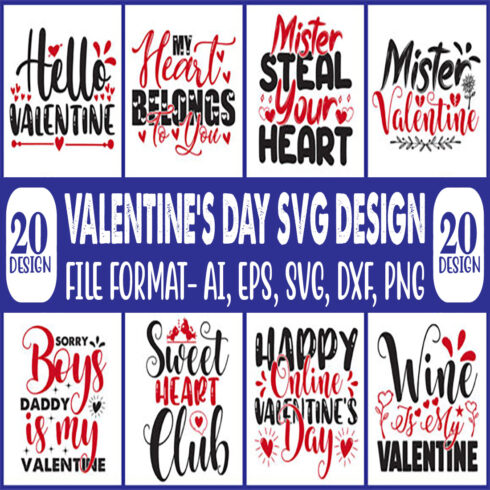 20 Valentines Day SVG Design Bundle main cover