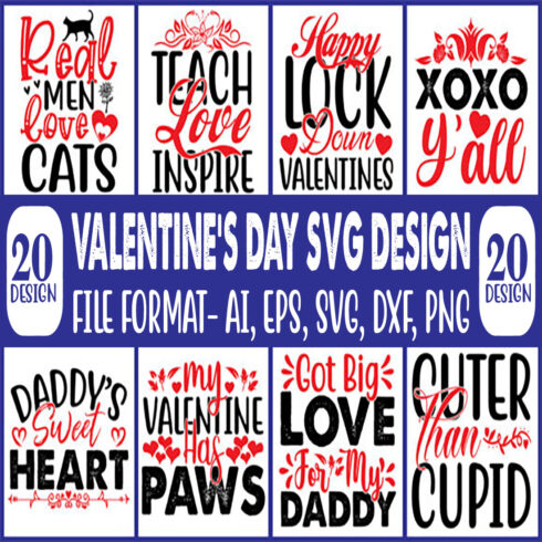 20 Valentines Day SVG Design Bundle main cover