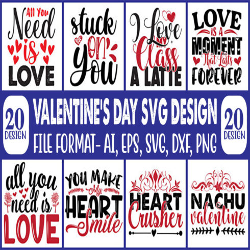 20 Valentines Day SVG Design Bundle main cover