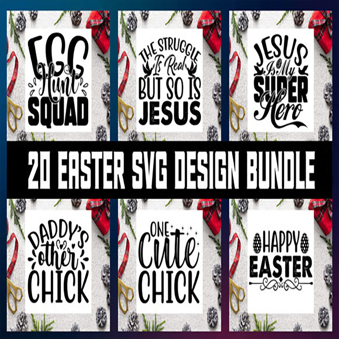 20 Easter SVG Design Bundle main cover