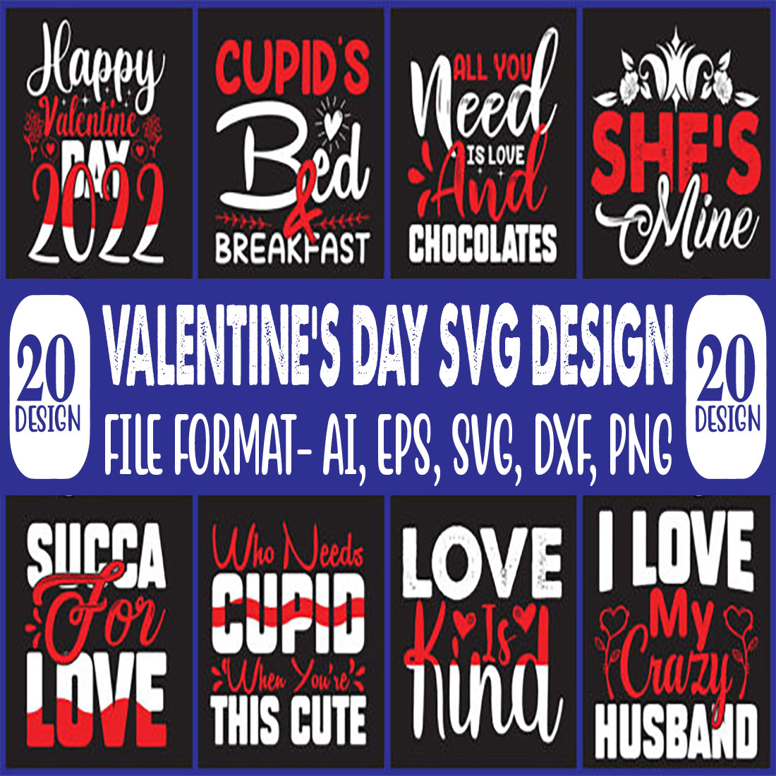 20 Valentines Day SVG Design Bundle main cover