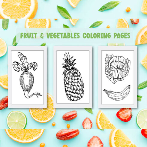 KDP Fruit & Vegetables Coloring Page main cover.