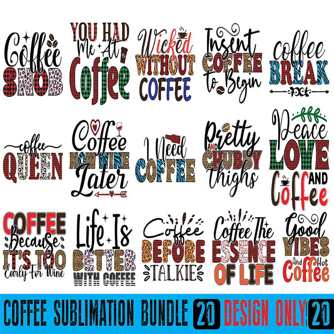 20 Coffee Sublimation Design Bundle main cover
