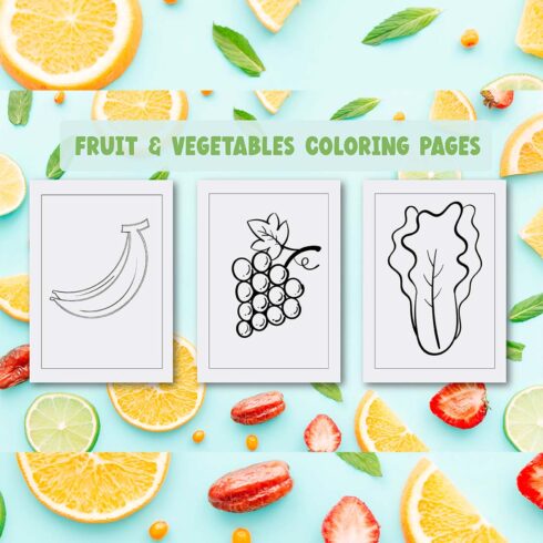KDP Fruit & Vegetables Coloring Page main cover.