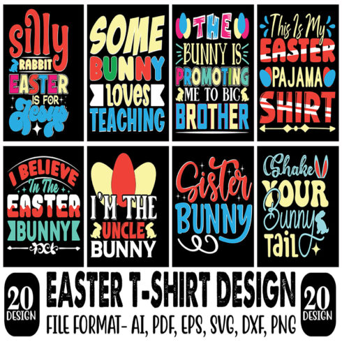20 Easter T-Shirt Design Bundle main image.