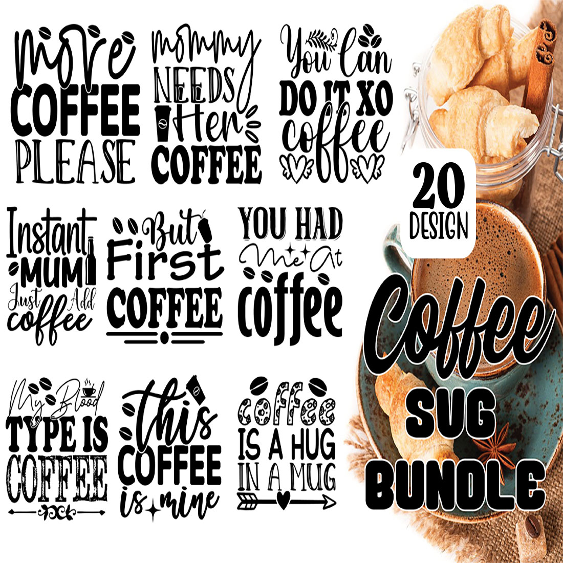 10 Coffee SVG Design Bundle main cover