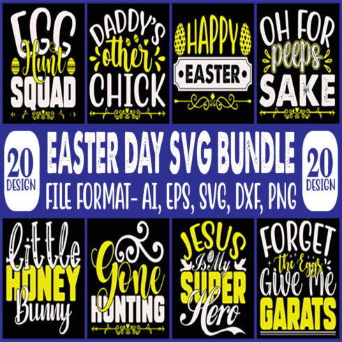 20 Easter Day SVG Design Bundle main cover image.