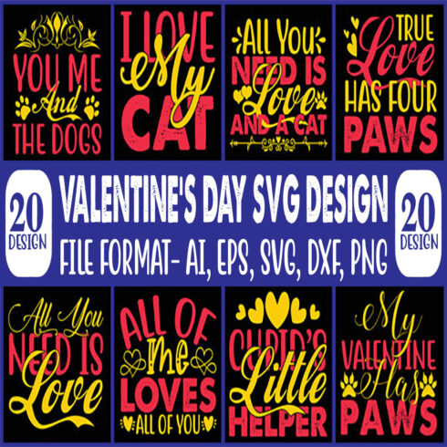 20 Valentines Day SVG Design Bundle main cover