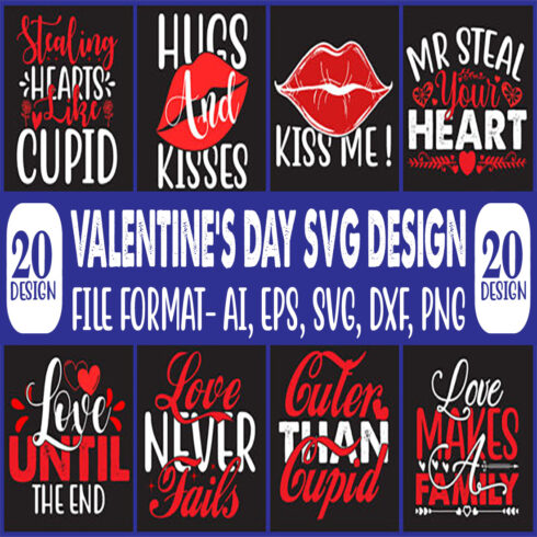 20 Valentines Day SVG Design Bundle main cover