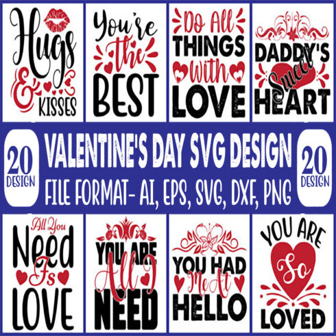 20 Valentines Day SVG Design Bundle main cover