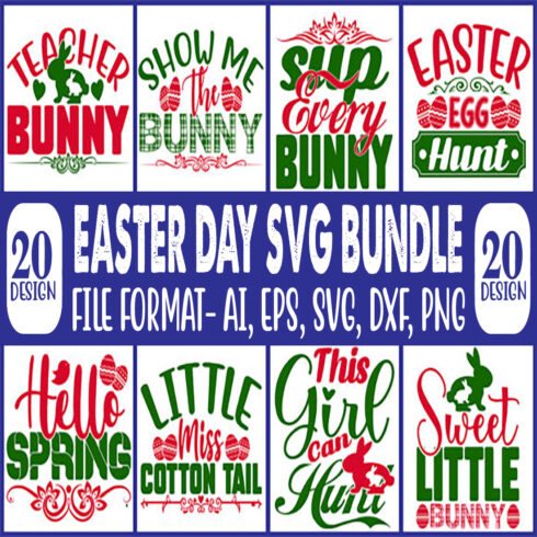 20 Easter Day SVG Design Bundle main cover.