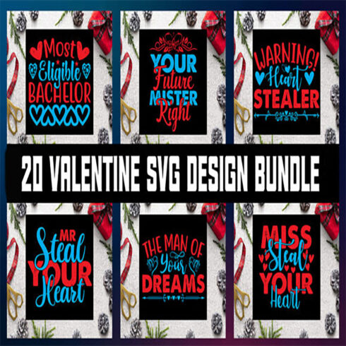 20 Valentine SVG Design Bundle main cover