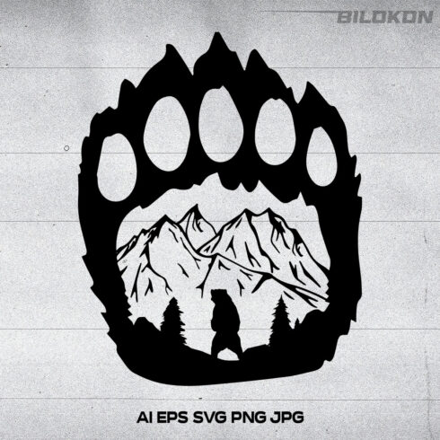 Bear Paw and Mountain Landscape SVG image cover.