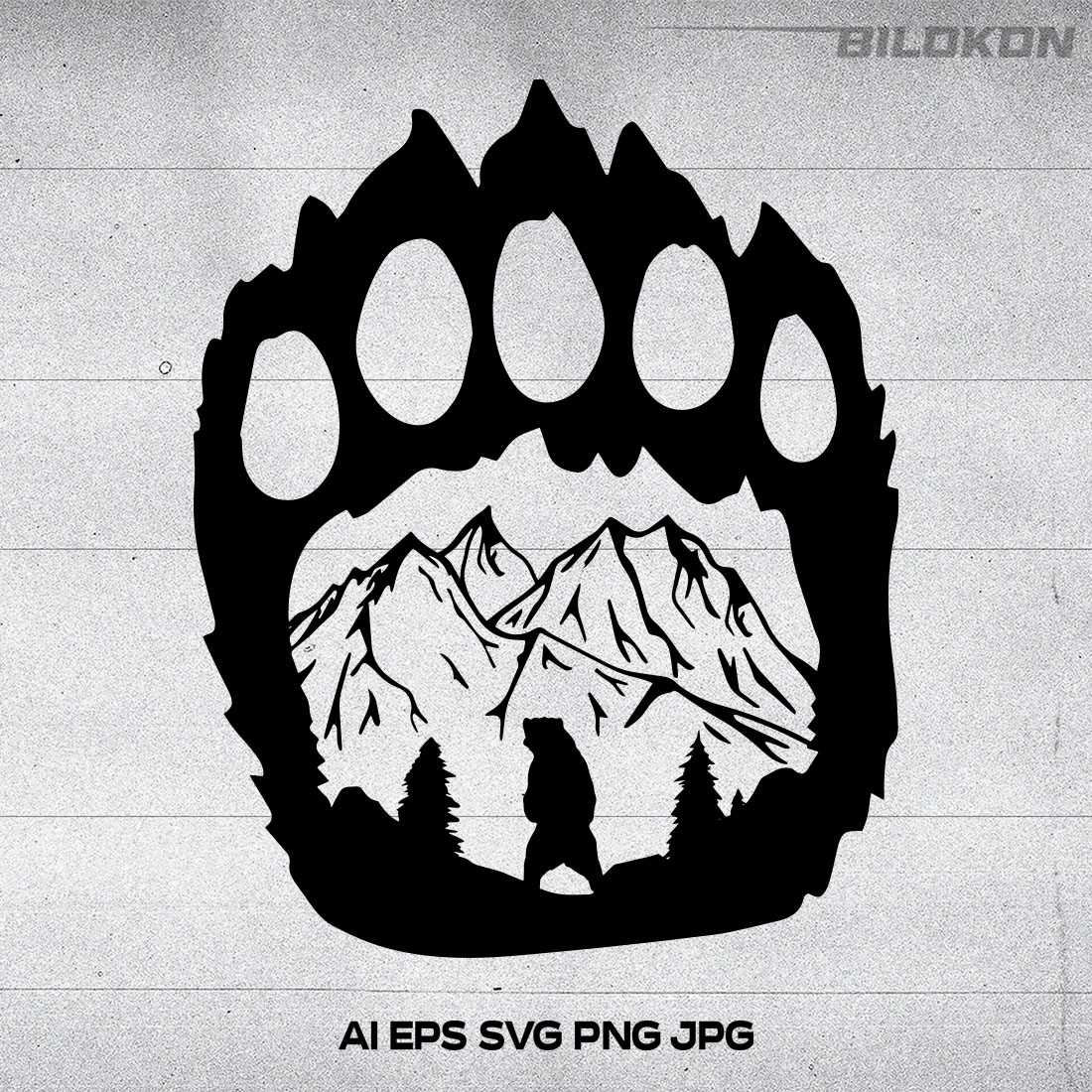 Bear Paw and Mountain Landscape SVG image cover.