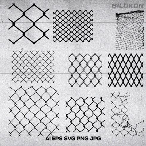 Wire Fence. Seamless Chain Link Fence. Industrial Fence, SVG Vector main cover.