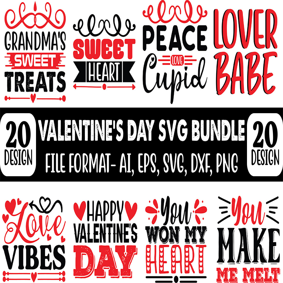 20 Valentine Day SVG Design Bundle cover