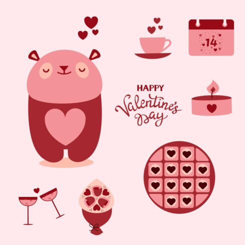 Happy Valentines Day EPS Design Set cover image.