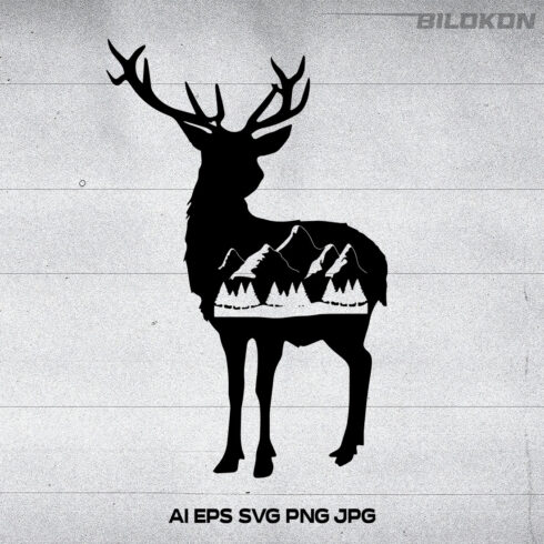 Deer and Mountains SVG Vector main cover.