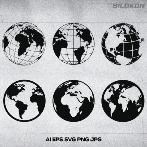 Earth Globe Vector Icons Set main cover.