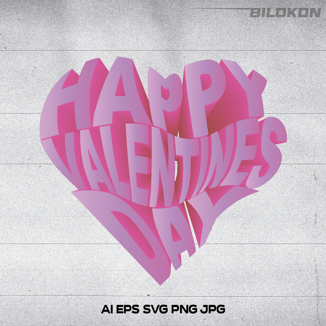 Happy Valentine's Day in Heart Shape 3D SVG Design cover image.