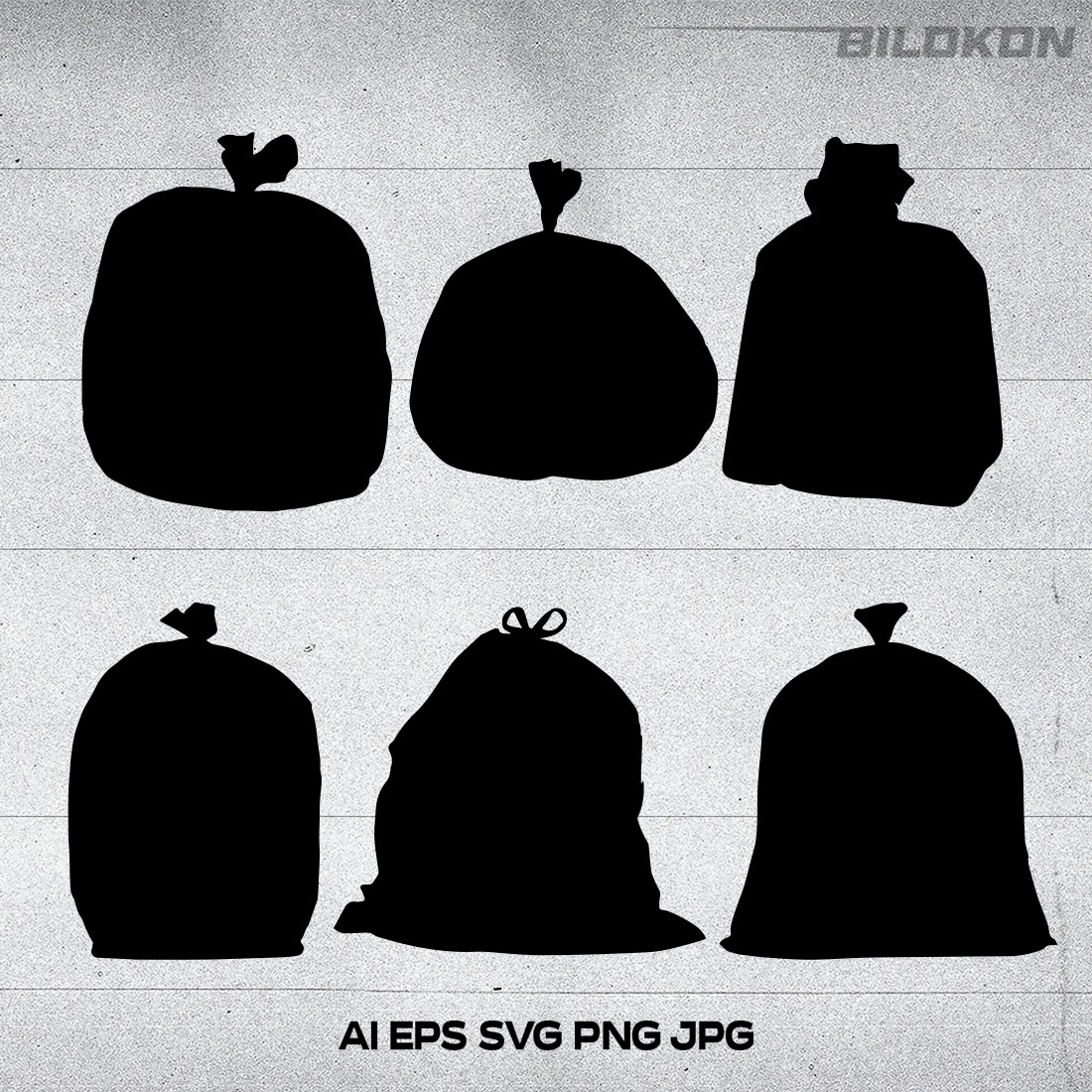 Sack Silhouette Icon Set SVG Vector.