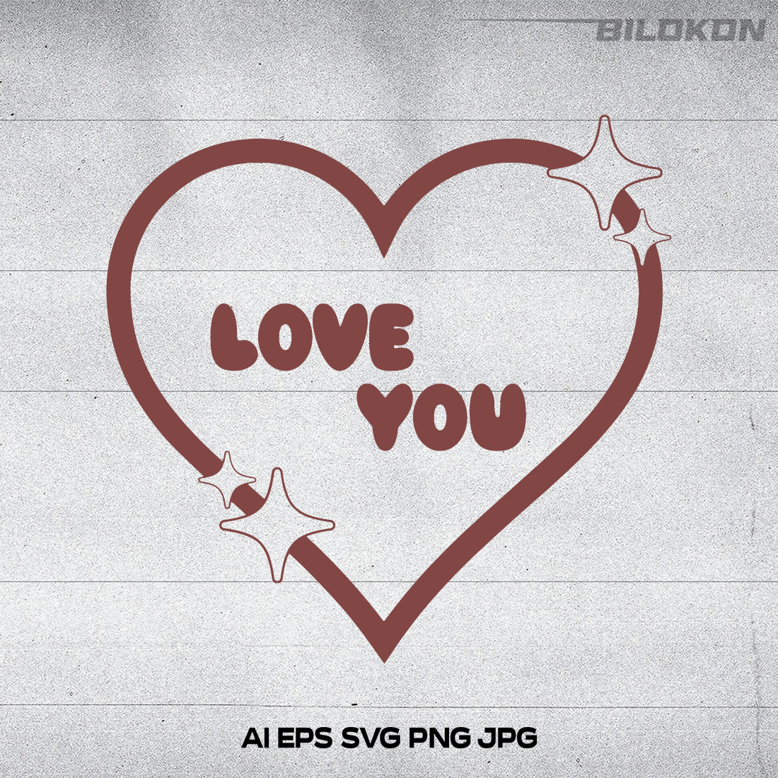 Love You , Heart with Stars, Happy Valentines Day, Vector SVG main cover.