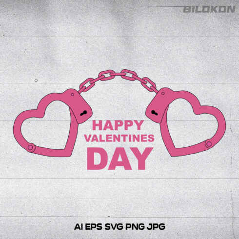 Valentine's Day Handcuffs in the Shape of a Heart SVG cover image.