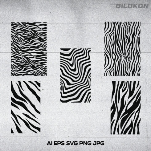 Set of four zebra print patterns.