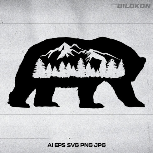 Bear and Mountain Landscape SVG Vector image cover.