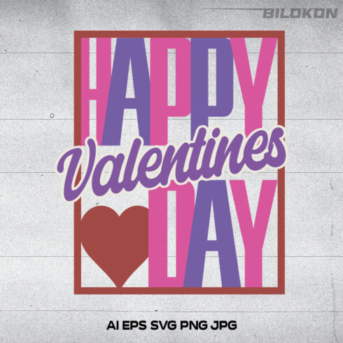 Happy Valentine's Day Poster SVG Vector illustration cover image.