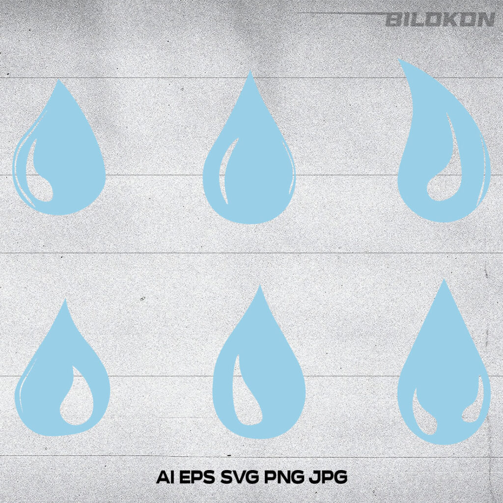 Water blue drop icons set, SVG Vector - MasterBundles