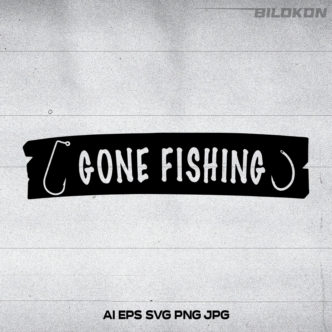 Gone Fishing. Wooden Tablet with an Inscription, SVG Vector main cover.