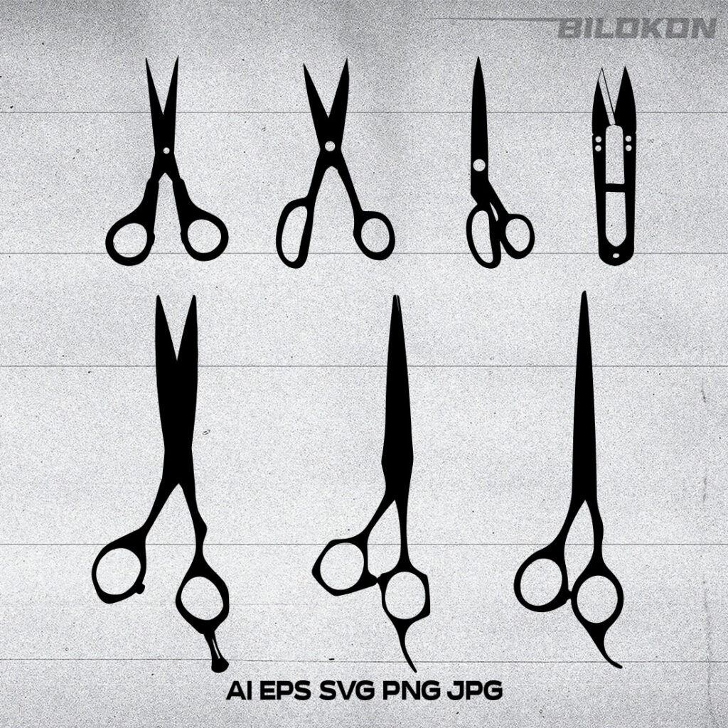 Scissors silhouette set icon, Barber scissors icon, SVG Vector ...