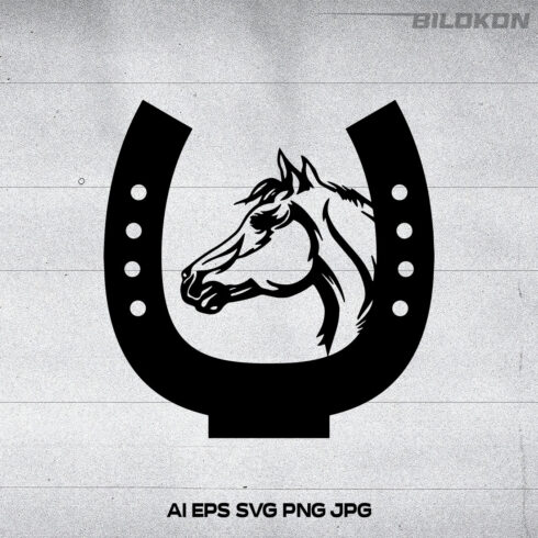 Horse's head in a horseshoe logo.