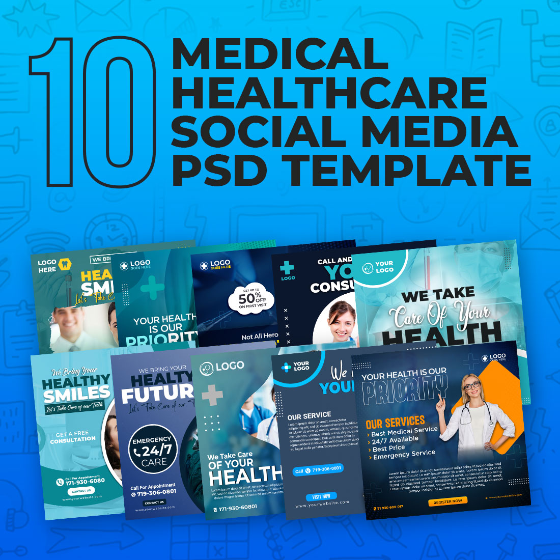 Medical Healthcare Social Media PSD Template cover image.