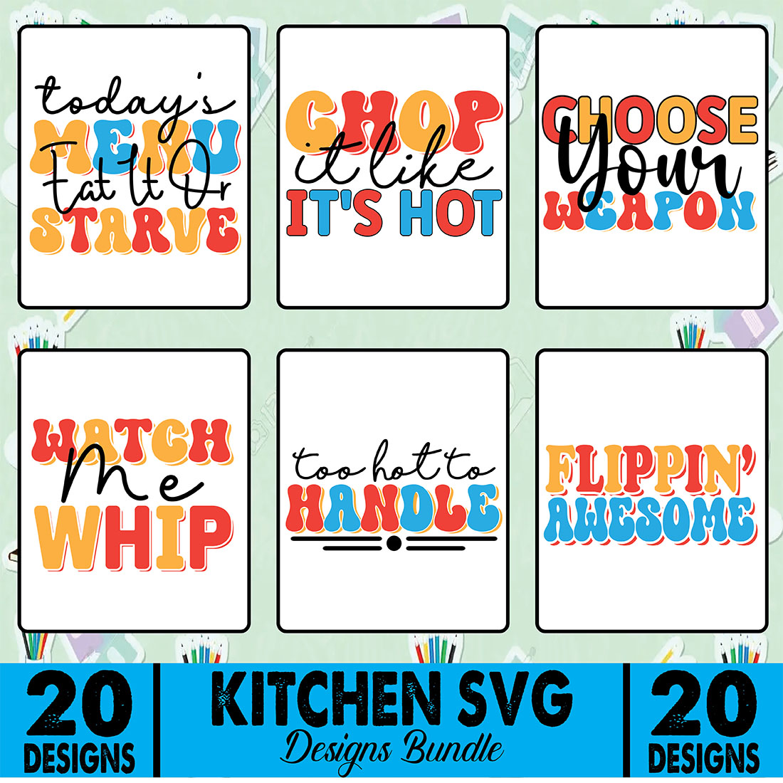 Kitchen SVG Designs Bundle main cover