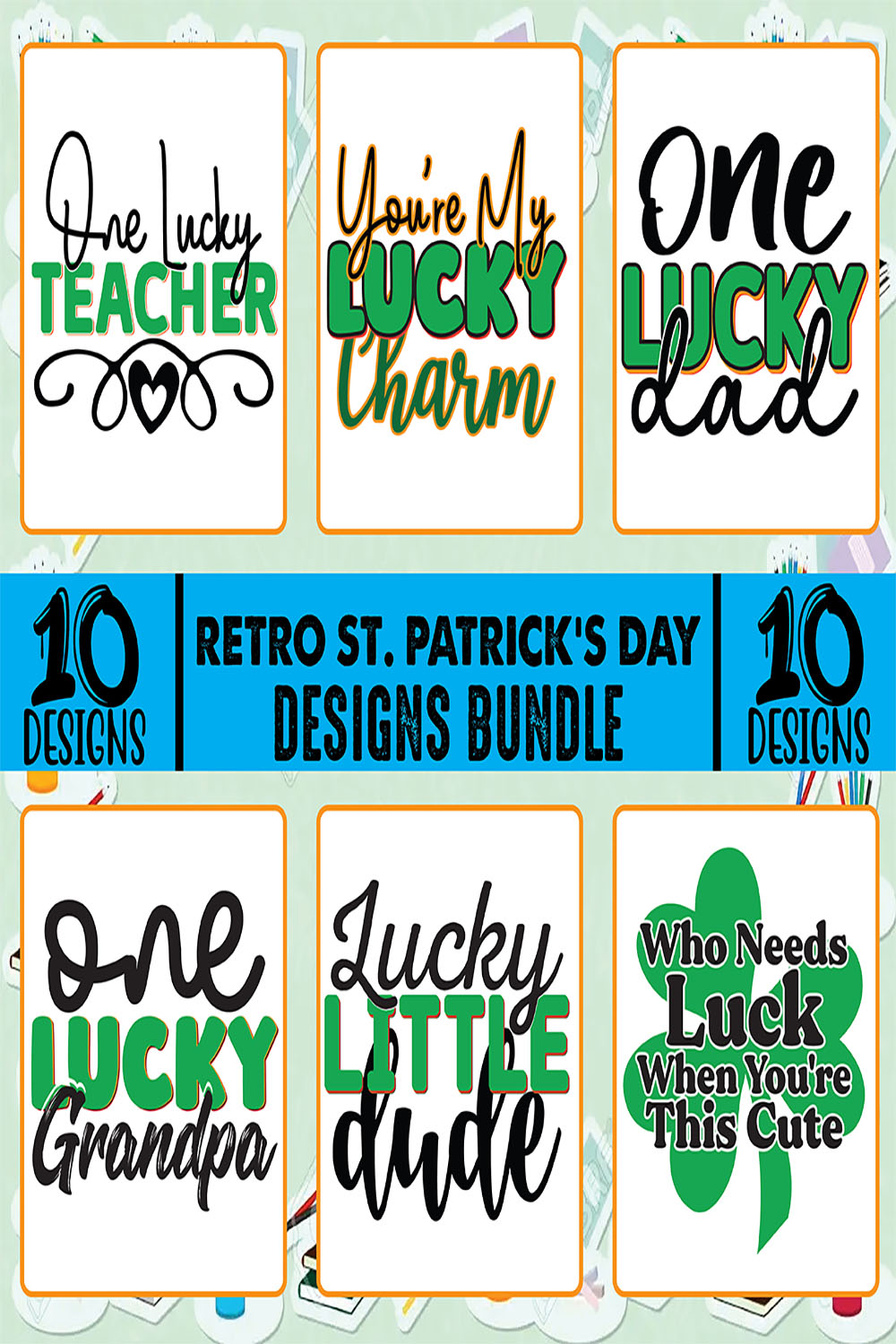 Retro St. Patrick's Day Designs Bundle pinterest image.