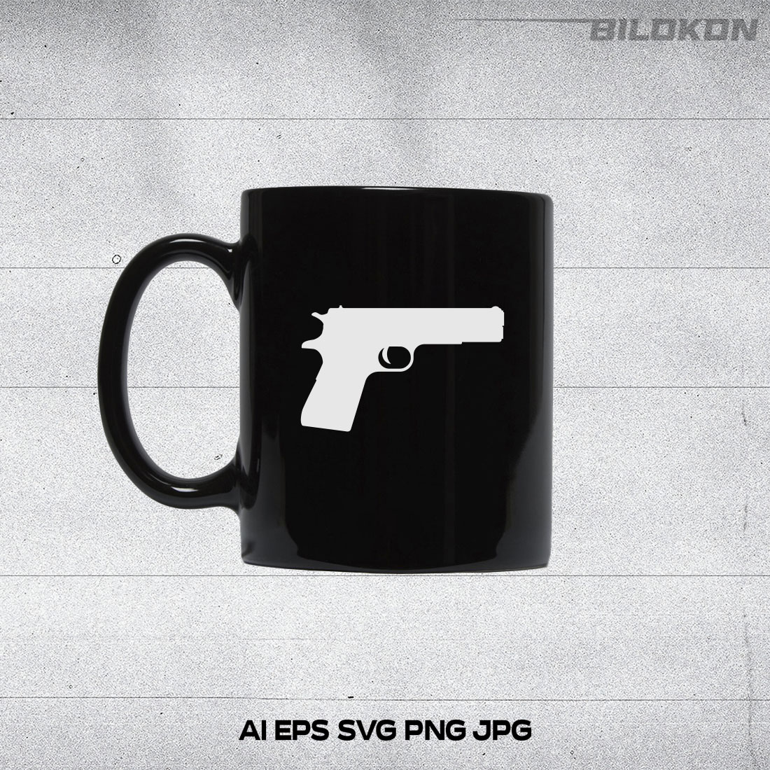 Black cup with a gun.