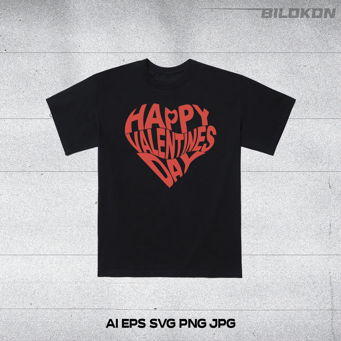 Image of t-shirt with exquisite heart shaped Happy Valentines Day lettering