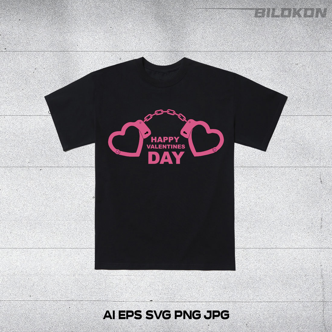 T-shirt Valentine's Day Handcuffs in the Shape of a Heart SVG cover image.
