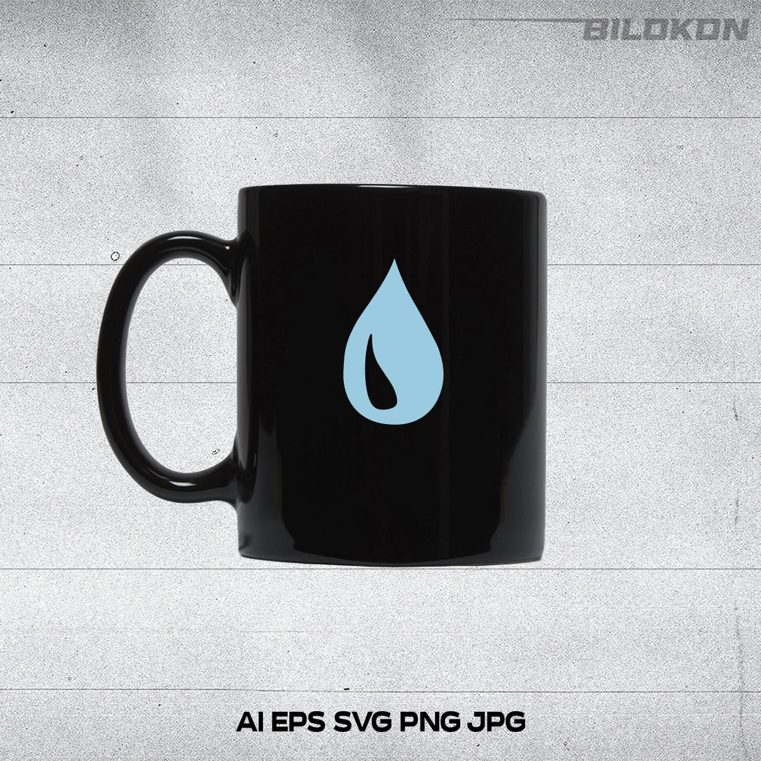 Water Blue Drop Icons Set cup mockup.