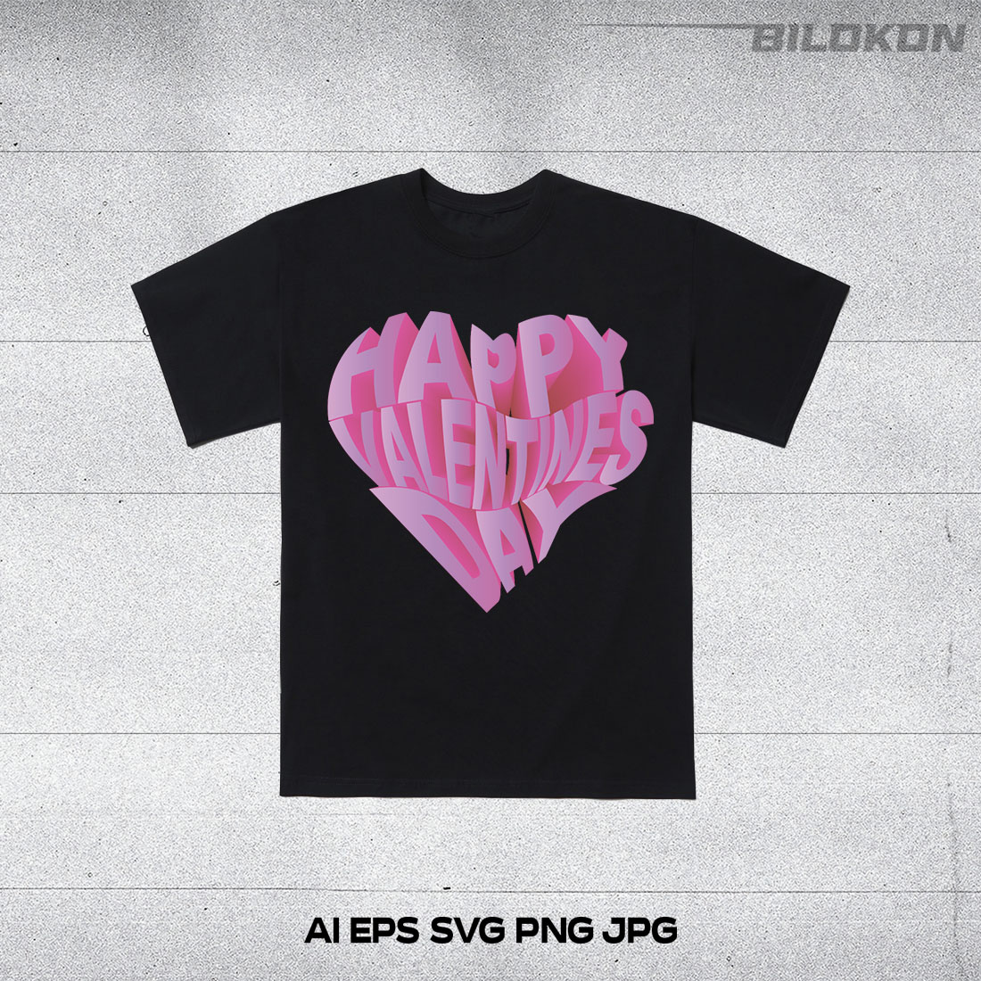 T-shirt Happy Valentine's Day in Heart Shape 3D SVG Design cover image.