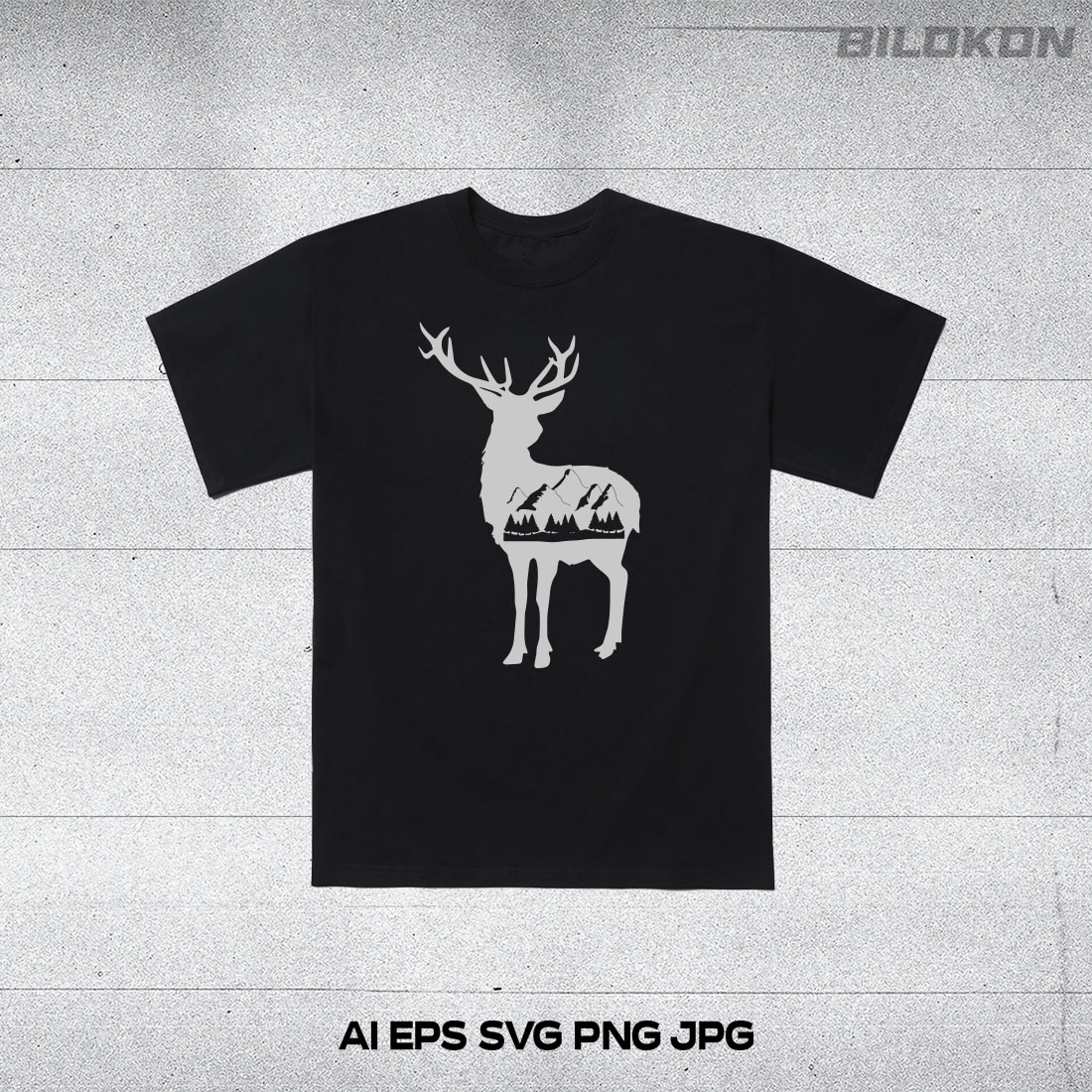 Deer and Mountains SVG Vector t-shirt mockup.