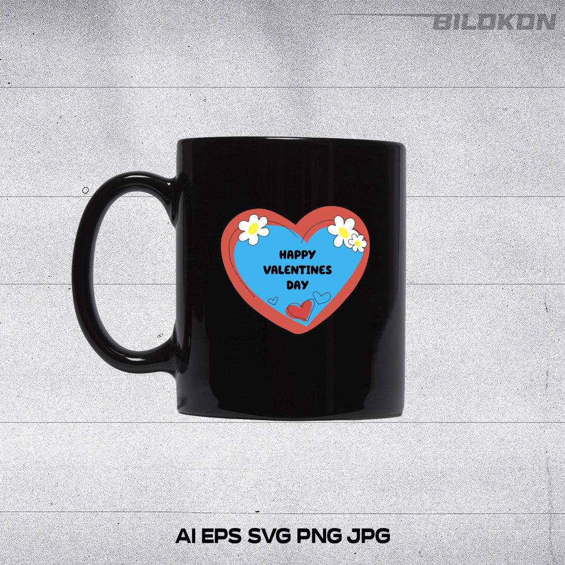 Big black mug with heart.