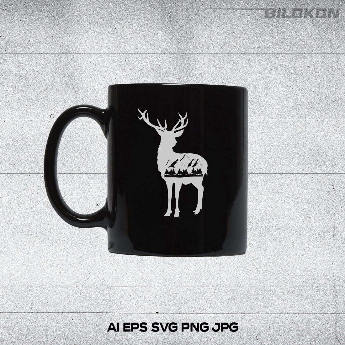Deer and Mountains SVG Vector cup mockup.