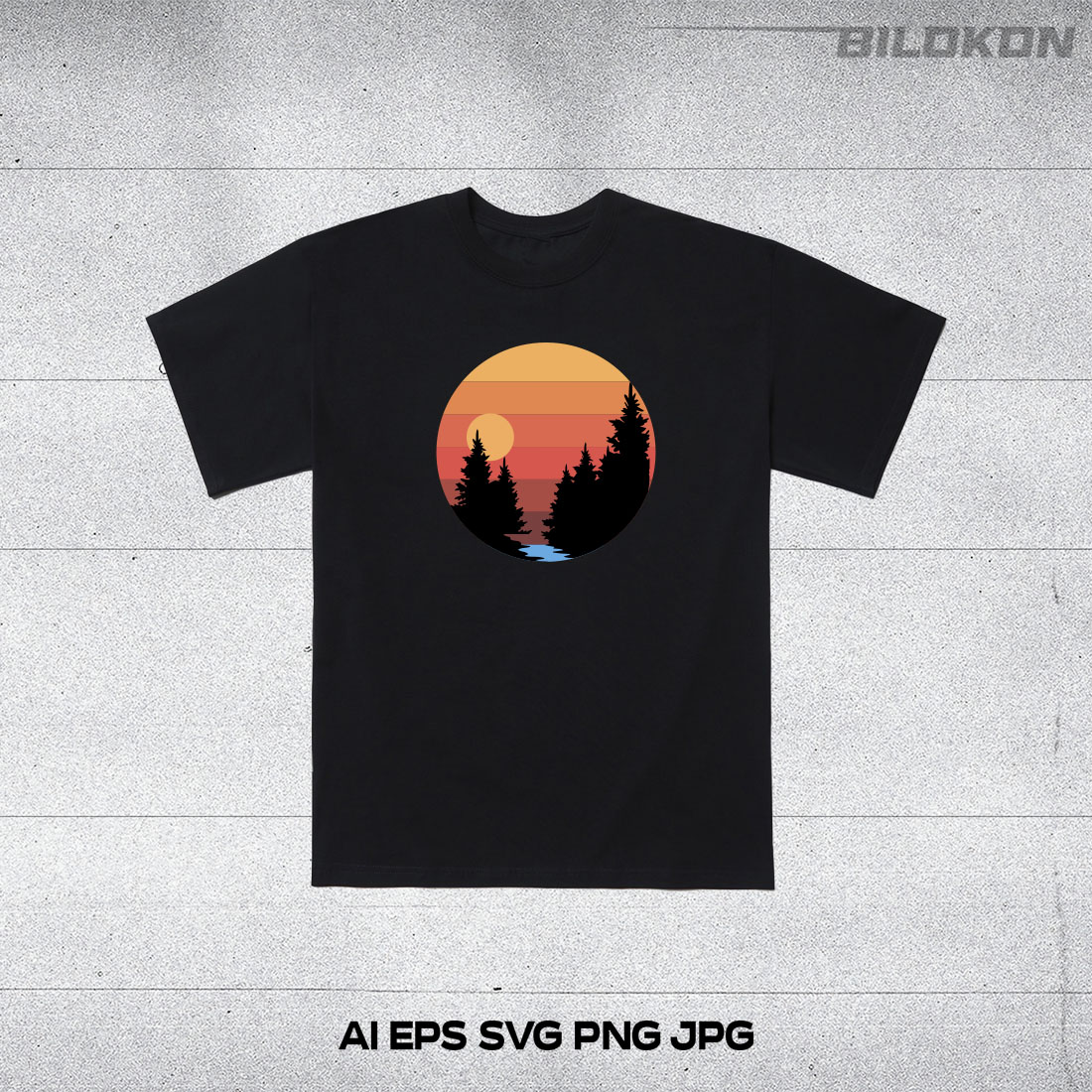 Sunset Mountains and Forest Retro Design Set cover image.