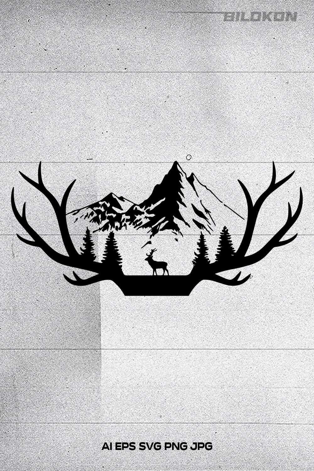 Deer Horns on the Mountain Landscape SVG Vector Pinterest image.